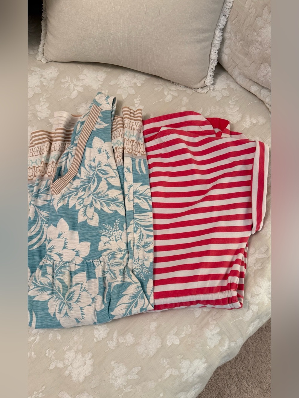 2 Tommy Bahama Women’s dresses - Blue Floral & Red White Stripes